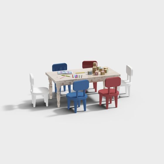 Children's Learning Desk and Chair 3D model for Creative Spaces