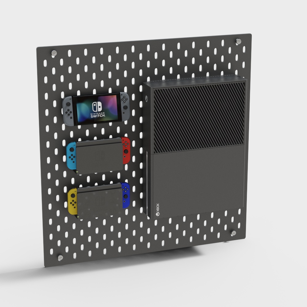 Black game console shelf