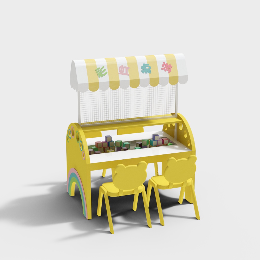 黄色の子供用テーブルと椅子セット