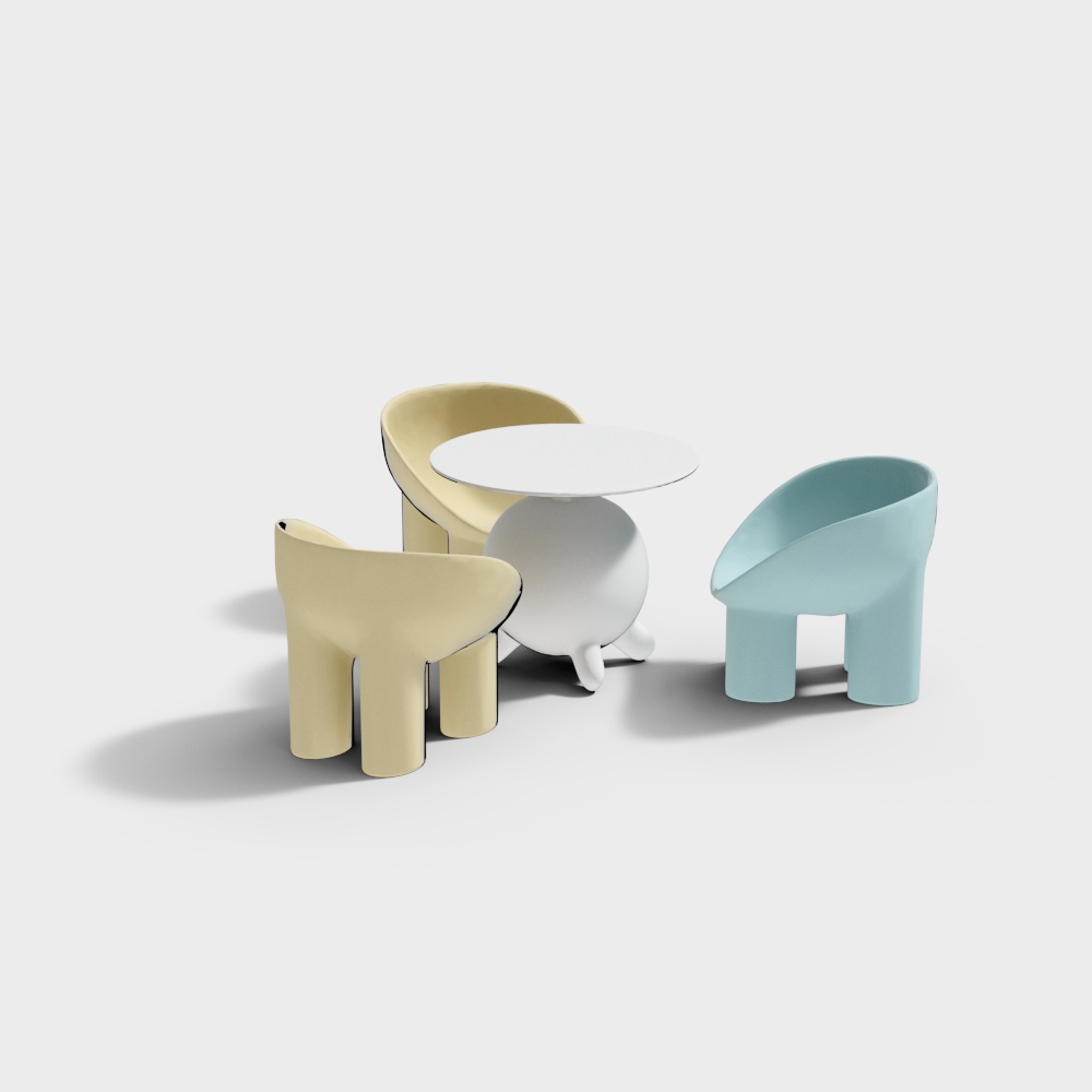 Yellow childrens table and chair