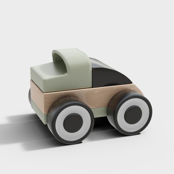 Wooden Toy Car 3D Model for Kids