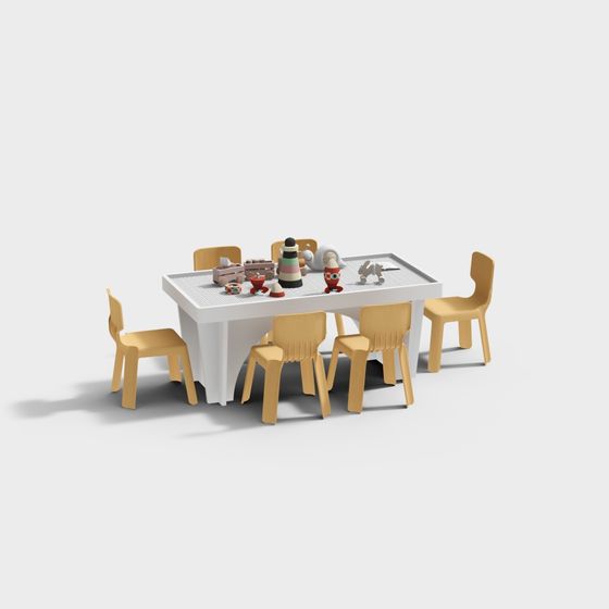 Children’s Game Table and Chairs 3D model for Creative Spaces