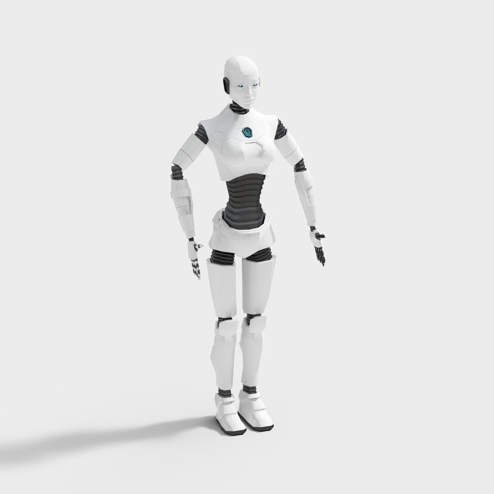 Futuristic Low-Poly Robot 3D Model