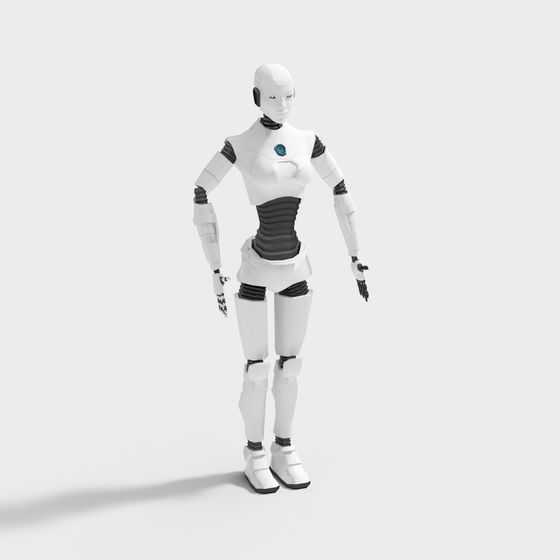 Futuristic Low-Poly Robot 3D Model