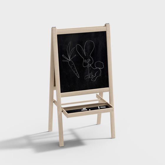 Charming Children's Blackboard Stand 3D model
