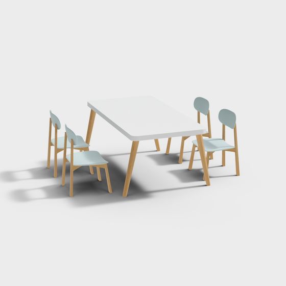 Nordic Dining Table and Chair Set 3D model