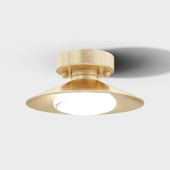 Elegant Golden Ceiling Light 3D model