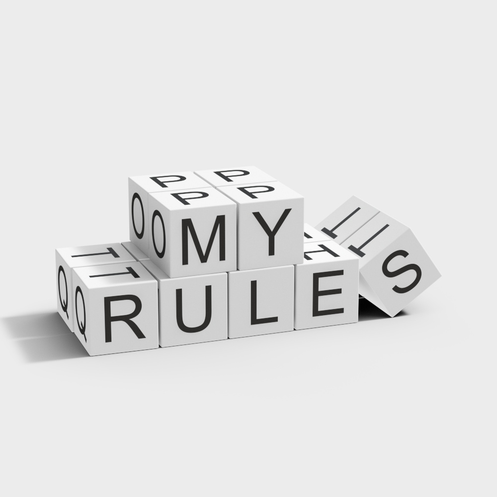 My Rules 3D Model – Minimalist Cubes with Typography