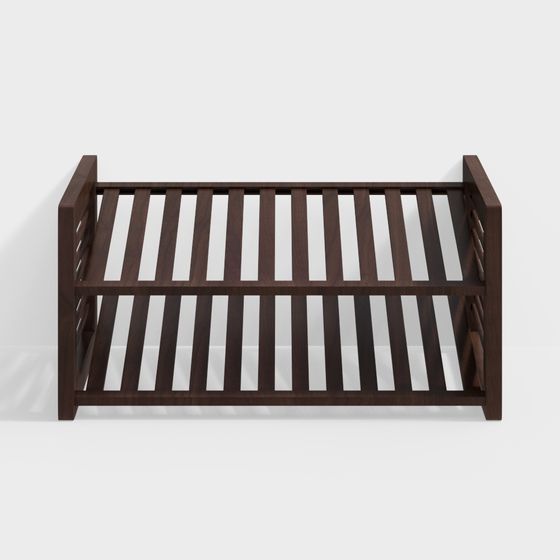 Elegant Wooden Shoe Rack 3D model for Modern Spaces