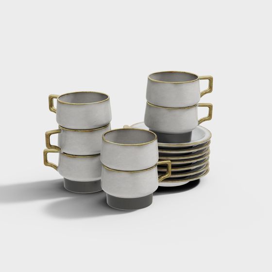 Minimalist Coffee Cup Set 3D model