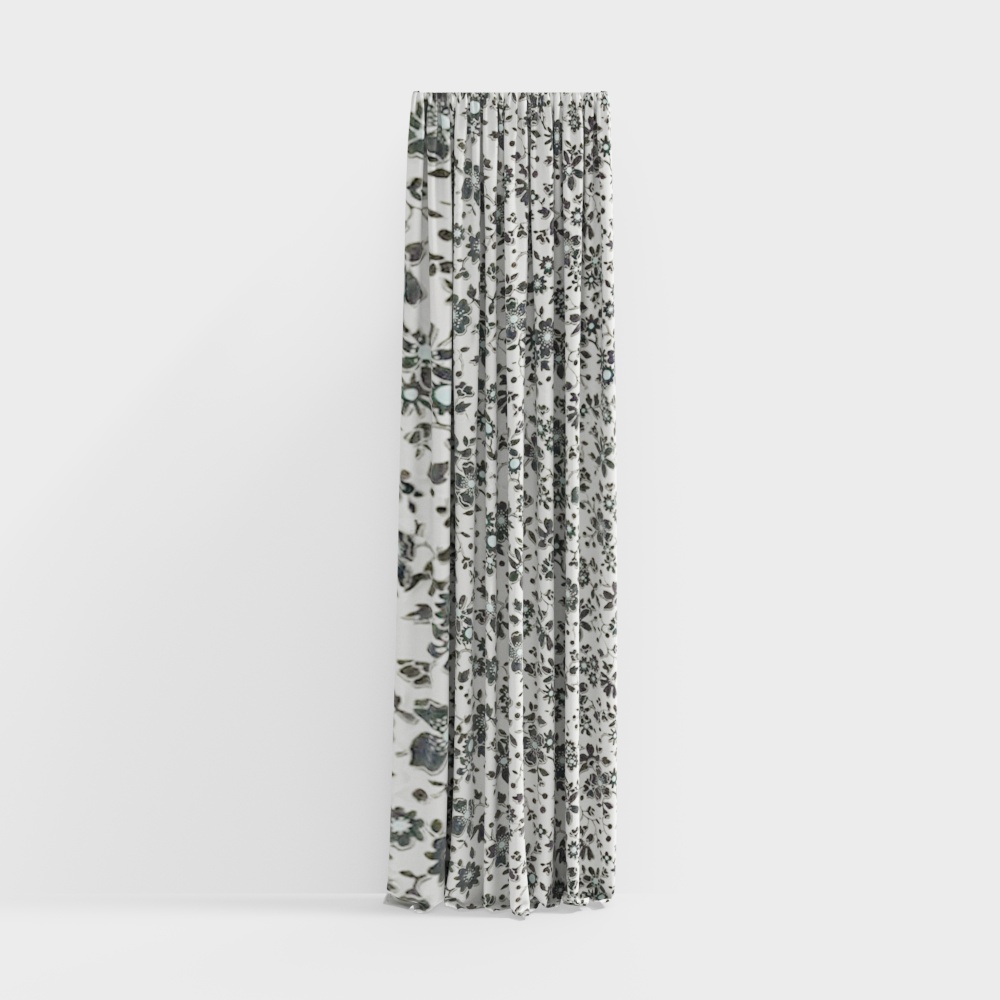 Floral Drapes 3D Model – Low-Poly Floral Textures