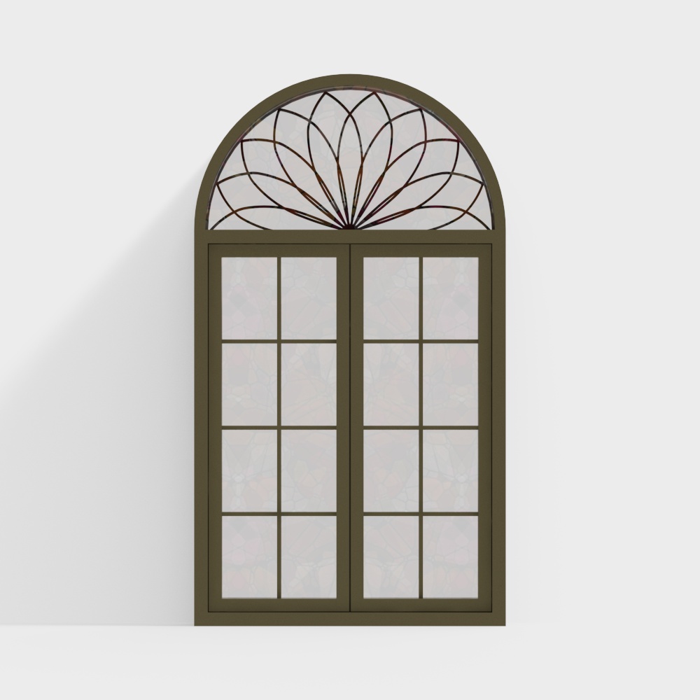 Elegant Arched Window Frame 3D Model – Low-Poly Classic Design