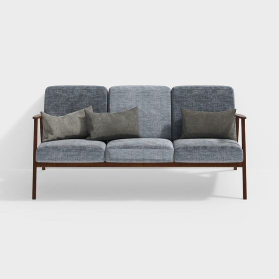 Stylish Low-Polygon Blue Sofa 3D Model for Creative Spaces