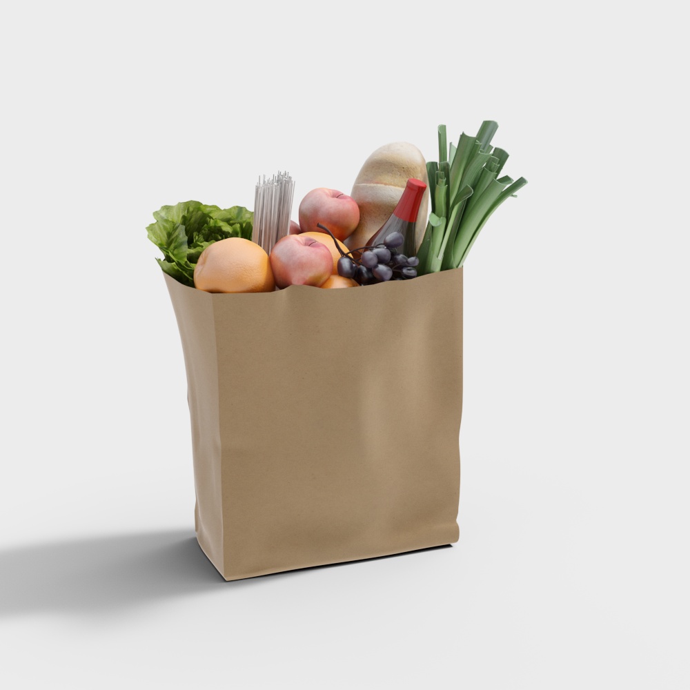 Realistic Grocery Bag 3D model