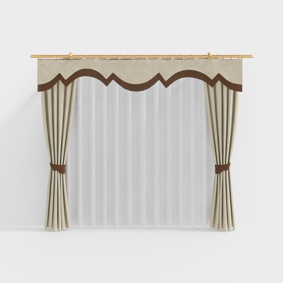 Stylish Low-Poly Curtain 3D model for Modern Spaces