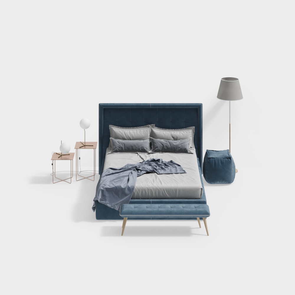 Modern blue bed combination