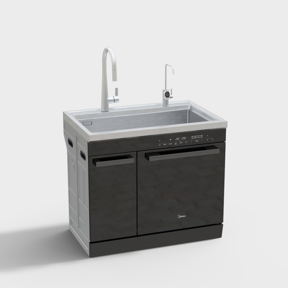 Modern Low-Poly Kitchen Sink Countertop 3D model