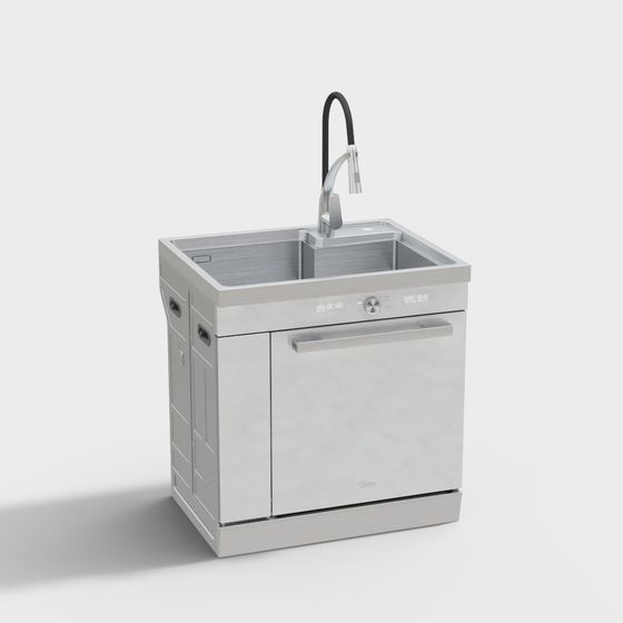 Stylish Stainless Steel Sink 3D model for Contemporary Interiors