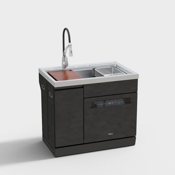 Sleek Kitchen Sink Cabinet 3D model for Modern Spaces