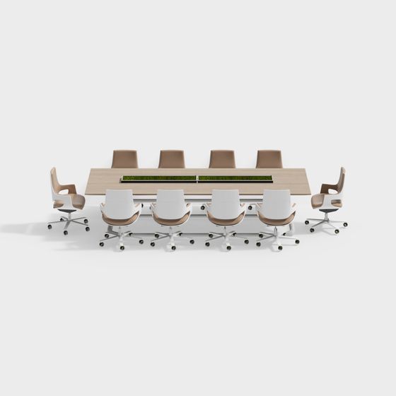 Modern Conference Table and Chairs 3D model