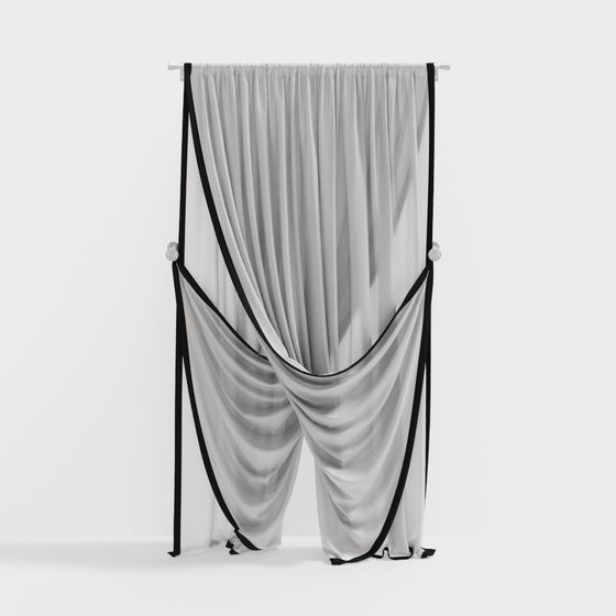 Elegant Low-Poly Curtain 3D Model for Modern Spaces