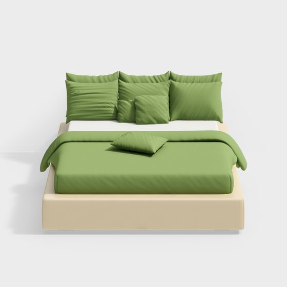 Stylish Minimalist Bed 3D model for Contemporary Spaces