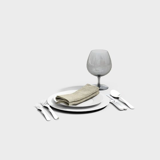 Elegant Dining Table Setup 3D model