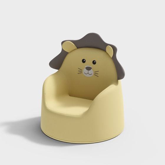 Charming Low-Poly Lion Chair 3D Model