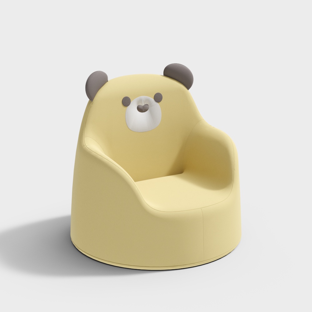 Bear Cub Chair 3D Model – Low-Poly Cozy Design