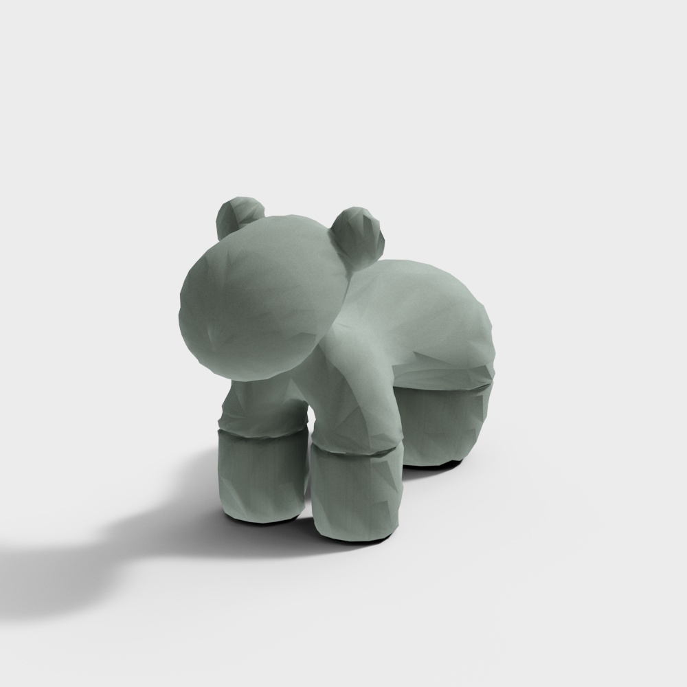 Origami Bear 3D Model – Low-Poly Geometric Gray