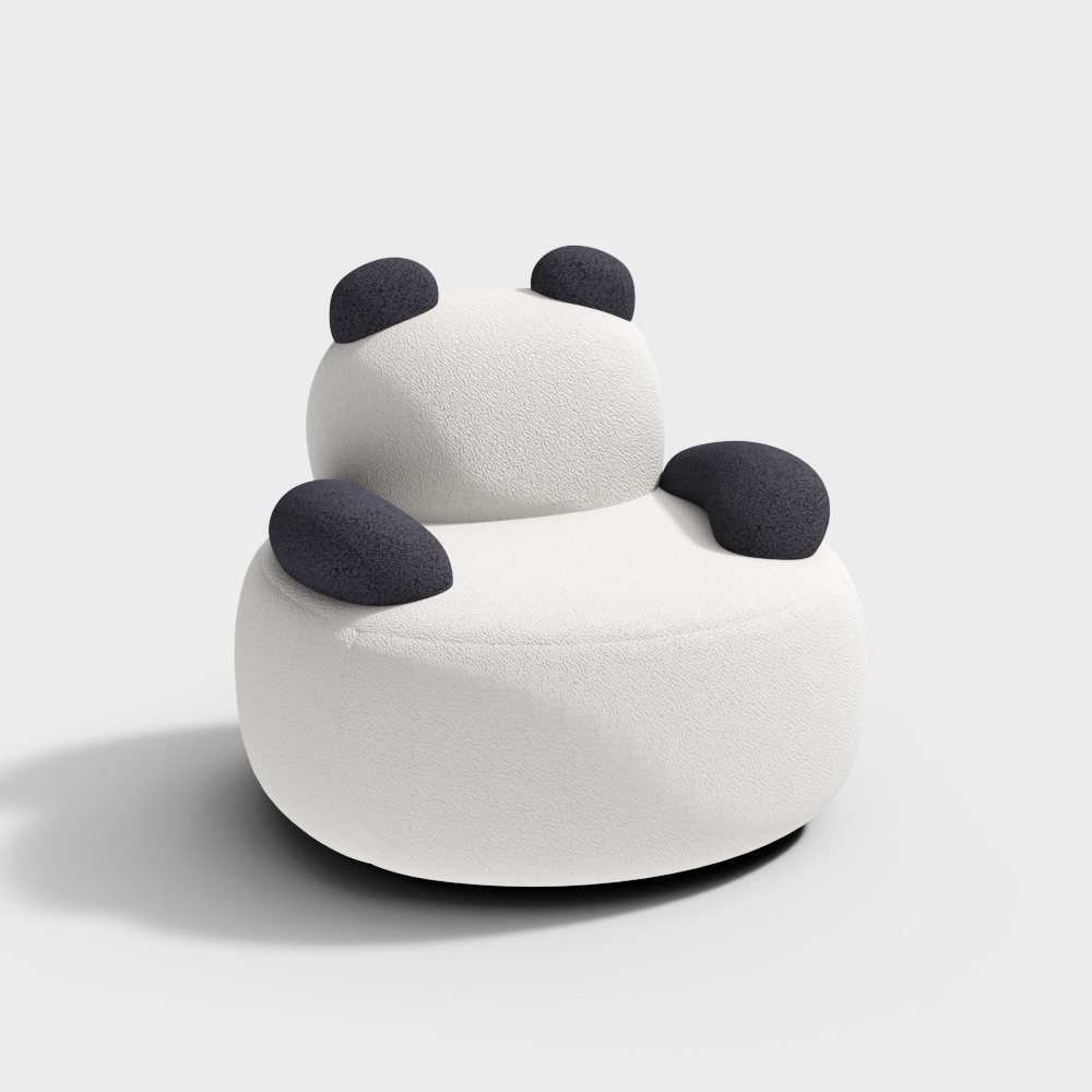 Panda Chair 3D Model – Low-Poly Fuzzy Design