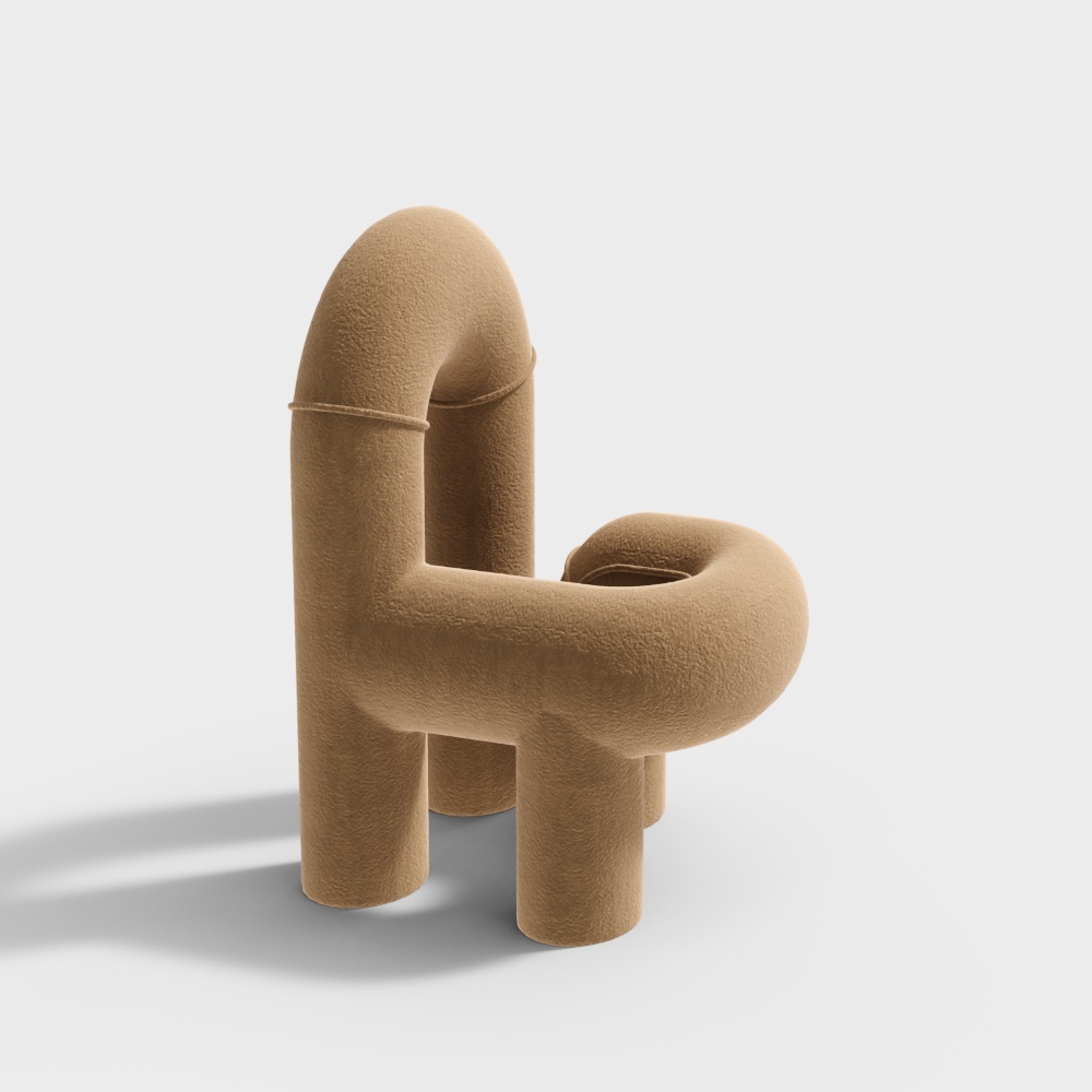 Streamlined Seat 3D Model – Beige Low-Poly Design