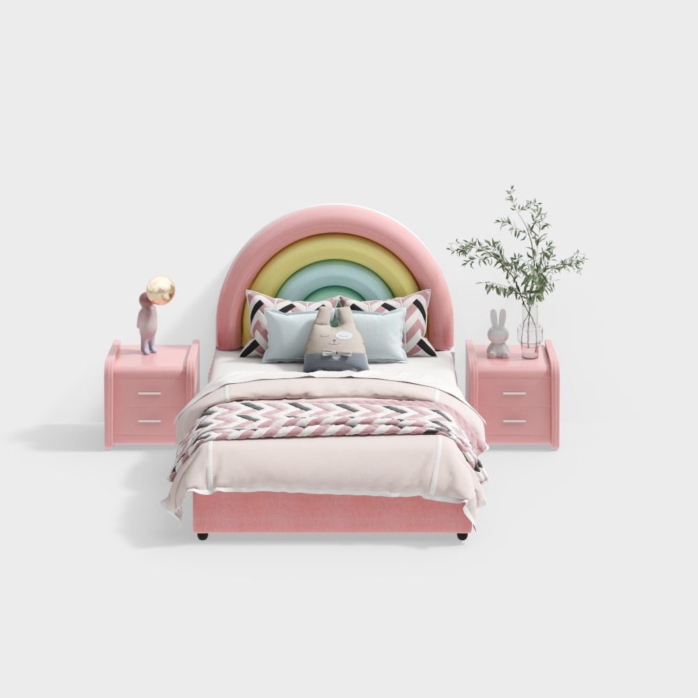 Lit bébé arc-en-ciel rose