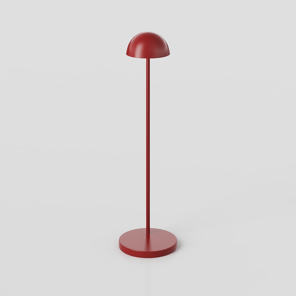 Red Dome Floor Lamp 3D Model – Low-Poly Metallic Design