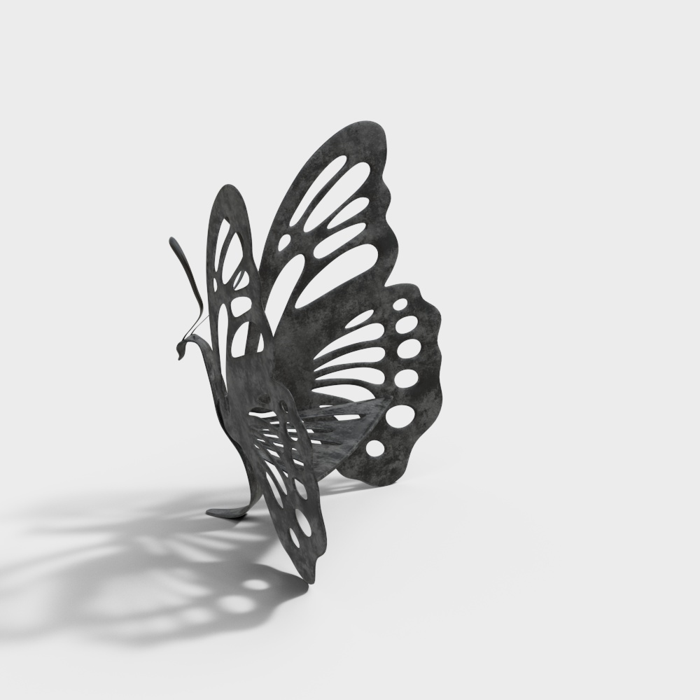 Elegant Butterfly 3D Model – Metallic Low-Poly Design