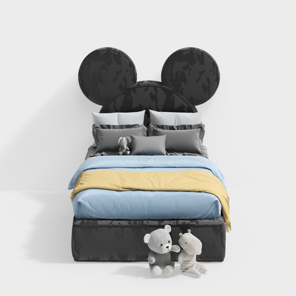 Mickey Mouse Inspired Headboard 3D Model – Playful Low-Poly Design