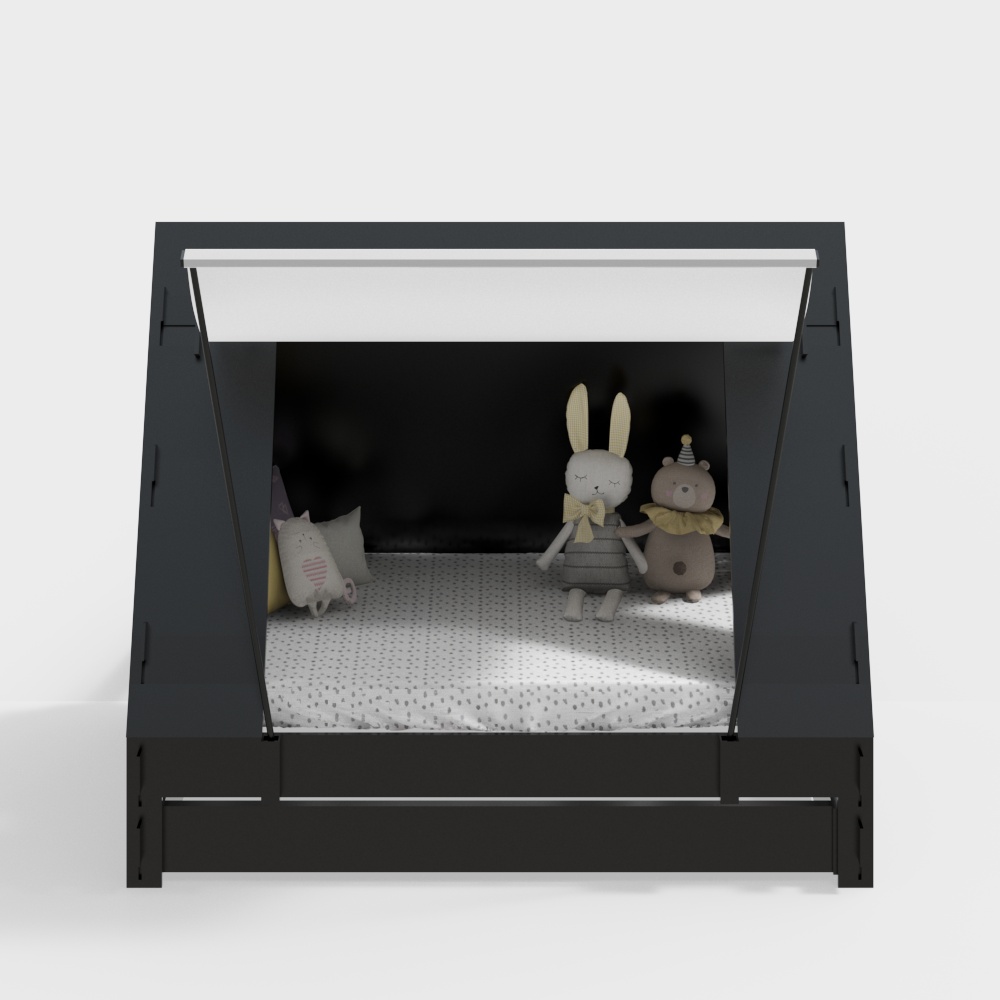 Green camping bed for kids