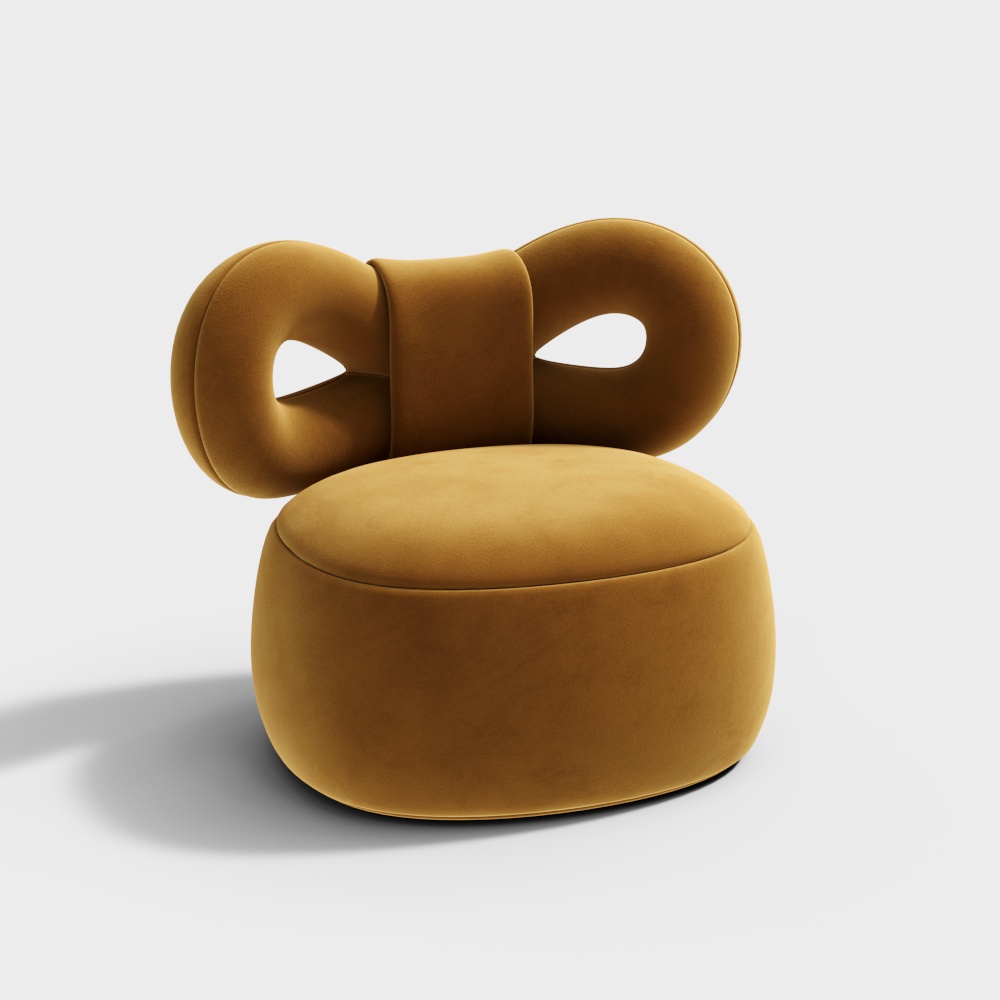 Unique Low Poly Armchair 3D Model – Gold Velvet Design
