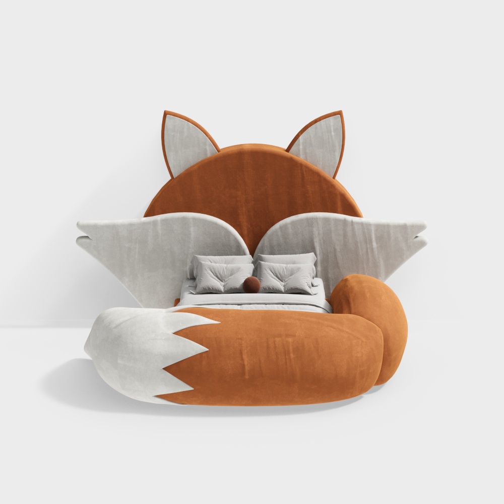 Charming Fox Bed 3D Model – Soft Tones & Plush Texture