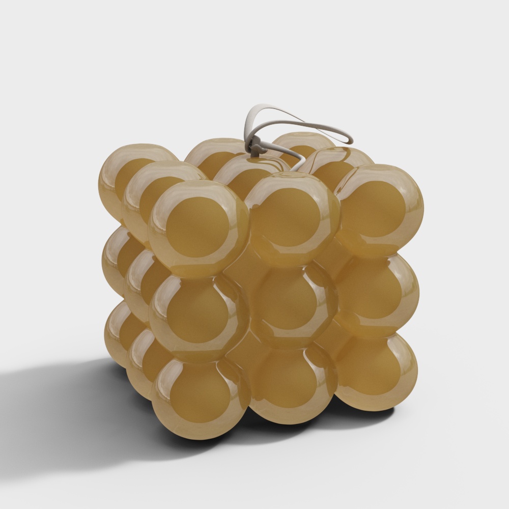 Honeycomb Structure 3D Model – Transparent Yellow Spheres