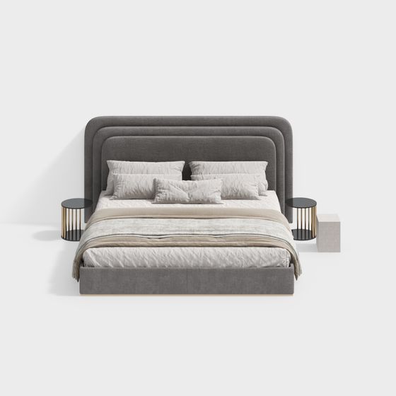 Stylish Gray Bed 3D model for Contemporary Homes