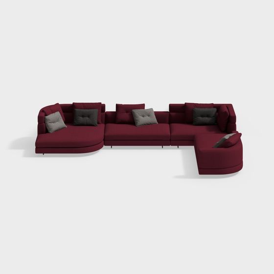 Stylish Low-Polygon Sofa 3D Model for Modern Interiors