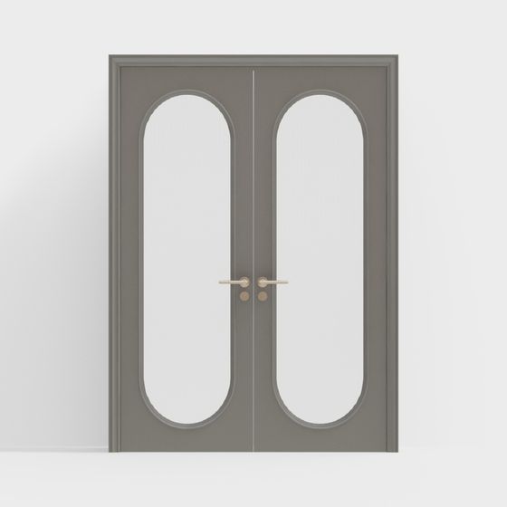 Elegant Arch Double Door 3D model for Modern Interiors