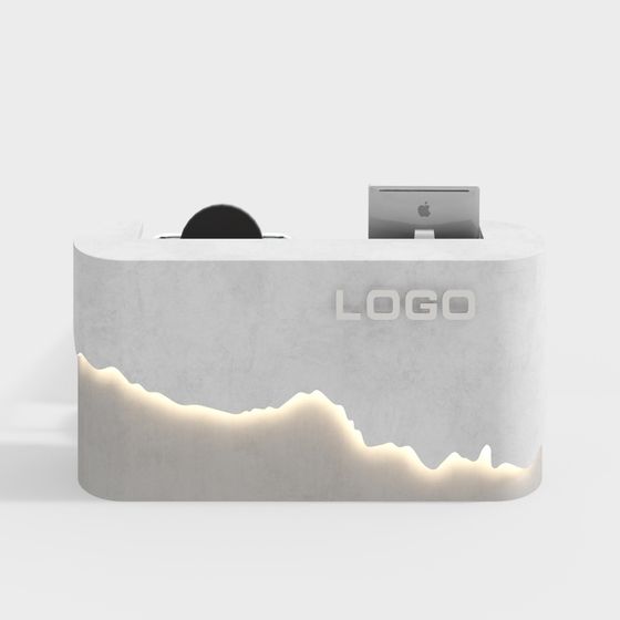Barber Counter 3D Model in Gray