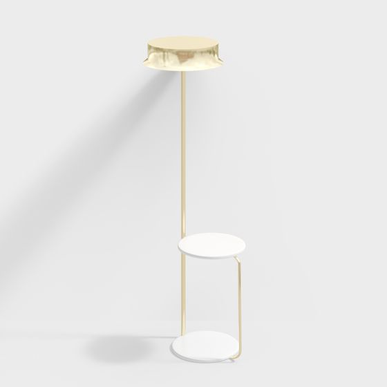 Floor Lamp 3D Model in Golden Color