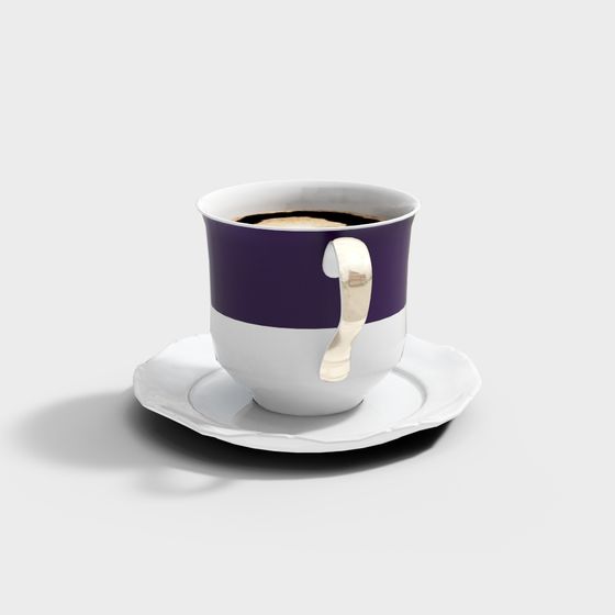 Elegant Purple and White Coffee Cup 3D model