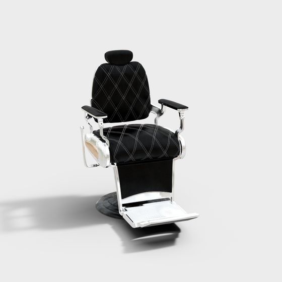 Black and Gray Barber Chair 3D Model for Salons