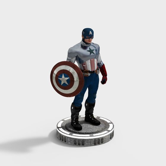 Captain America 3D Model - Low Poly Design