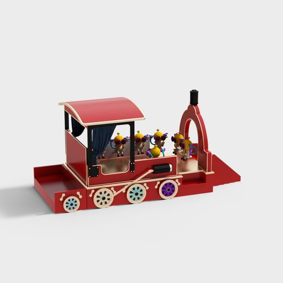 Vibrant Low-Poly Train 3D Model for Imaginative Spaces