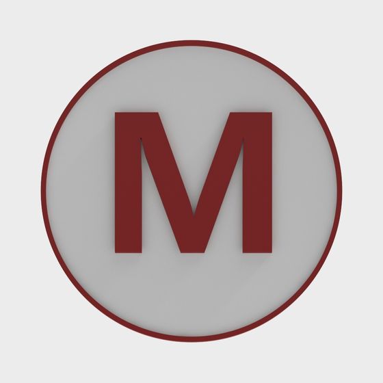 Stylish M Letter Badge 3D Model